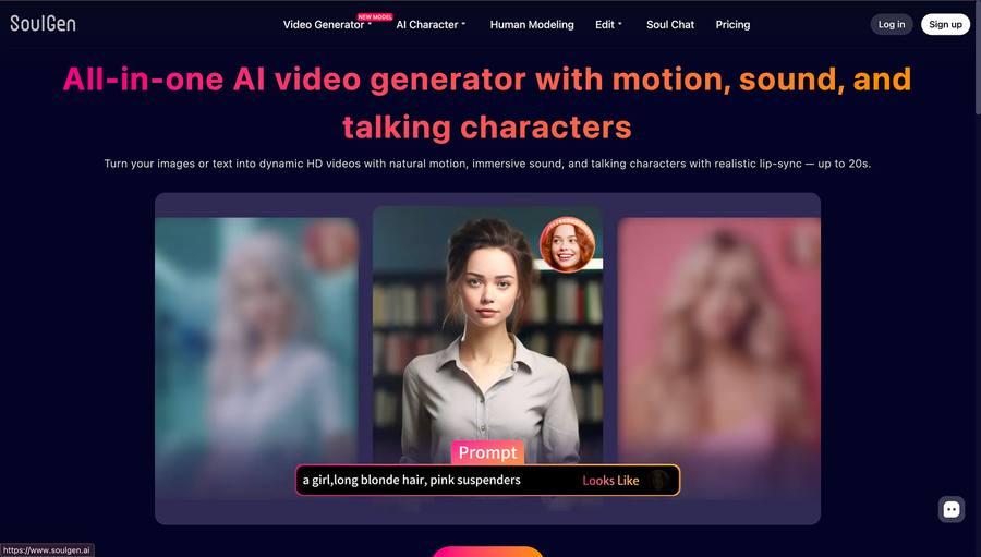SoulGen AI image generator interface showing character creation and NSFW image generation